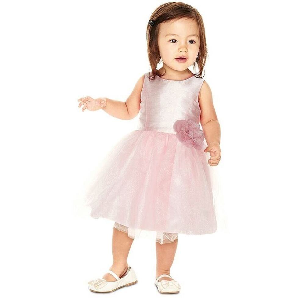 Pippa & Julie Baby Girl Sleeveless Ballerina Tulle Skirt Dress w/Flower Pink 2T
